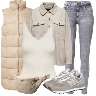 Outfity na zimu s hlubokým výstřihem s Krémová/Bílá/Béžová/Khaki Pletený top/Halenka Bez Rukávů Only "Perfektní na zimu"