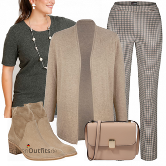 Outfit mit Braun Leder Stiefelette/Klassische Stiefelette Paul Green "Stilvolle Große Größen Outfits"
