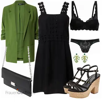 Outfit mit Schwarz/Weiß Kleid Große Größe/Strapskleid/Trägerkleid/Latzkleid About You "Outfit für die Party"