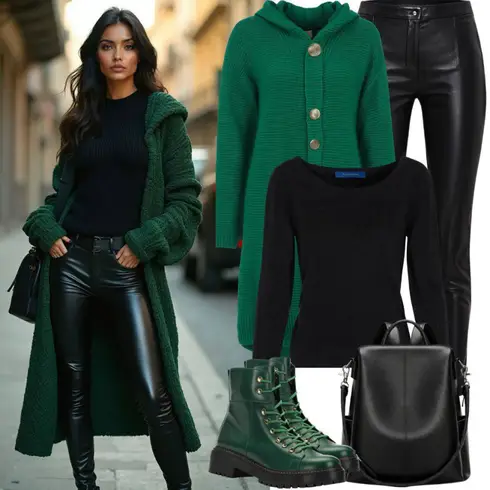 Grün/Dunkelgrün/Türkis SchnürStiefelette/Schnürschuh/Gefütterte Stiefelette WaldlÄufer kombinieren mit Schwarz Strickpullover/Klassische Länge/Strick Top/Strickshirt/Rollkragenshirt/Basic Pullover/Carmenpullover/Cut Out Pullover/Feinstrickpullover/Kaschmir Pullover/Rundhals Pullover/Einfacher Pullover/Thermo Pullover/Rollkragenpullover/Wollpullover Edited