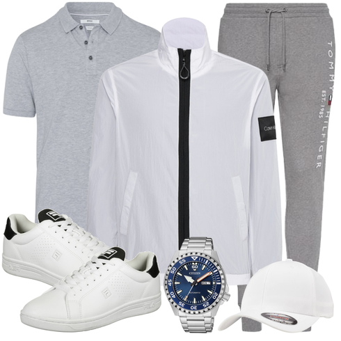 Weiß/Grau Poloshirt Brax kombinieren
