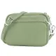 modamoda de - T231 - ital. Umhängetasche Klein Small aus Leder, Farbe:Graugrün