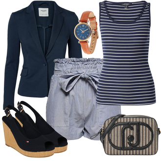 Outfit mit DunkelBlau/HellBlau/Blau Lederjacke/Blazerjacke/Blusenblazer/Boyfriend Blazer/Lässiger Blazer/Baumwoll ­Blazer/Eleganter Blazer/Strick­blazer/Kurzblazer/Sweatblazer/Lederjacke für Männer/Lederjacke VERO MODA "Business Outfit"