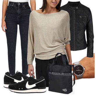 Outfit s Stříbrný/Tmavě šedá/Šedá/Černá/Hnědá/Tmavě červená Náramkové hodinky/Dárkový set hodinek/Dámské chytré hodinky/Řetízkové hodinky/Nástroj pro hodinky kesi "Trendový podzimní outfit"