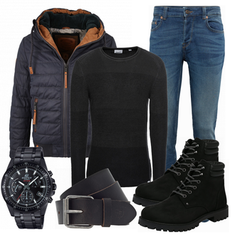 Outfit mit Schwarz Stiefel Jack & Jones "Edifice"
