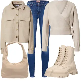 Lack Outfit mit Beige/Khaki SchnürStiefelette/Chunky Sneaker/Klassischer Stiefel/SpringerStiefel/Plateau Stiefel/Plateau SchnürStiefel About You "Herbst Outfit für den Alltag"Look: Uni, Outdoor, Techno, Unisex, Esthetische, Bundeswehr, Egirl, Lack, Trendige, Waage