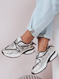 Sportowe sneakersy damskie na paskiej podeszwie LUXORUNS srebrne