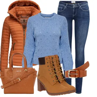 Outfit mit Braun Stiefel/Ledermantel Timberland "Freizeit Bekleidung"