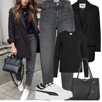 Carina Outfit sa Bijela/Crna Tenisica Debele Tenisice/Kožna Tenisica/Niska Tenisica/Tenisica s platformom Puma "Proljetni Outfit"