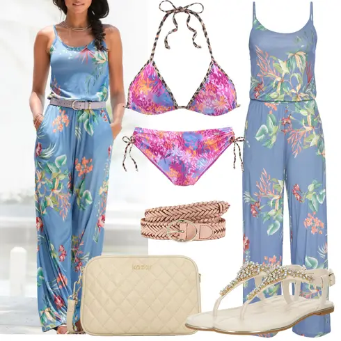 Comment poter Rose/Doré/Marron Accessoire Ceinture de Femme sans Boucle/Ceintures Classiques/Ceinture Décontractée Lascana avec Bleu/Couleurs lilas Combinaison Festive/Combinaison Jambe Large/Combinaison d'Été Buffalo