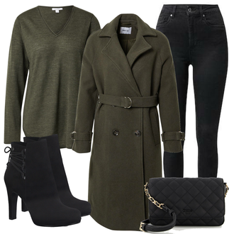 Outfit mit Schwarz Strickjacke Claire "Auffälliger Look für den Herbst -"