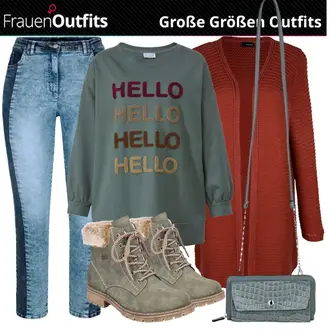 Outfit mit Grün SchnürStiefelette Rieker "Outfit für den Winter"