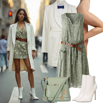 tenues avec Vert/Turquoise Robe Grande Taille/Ligne-A Robe/Robe en Chiffon/Robe Évasée/Robe Patineuse/Robe sans Manches/Robe d'Été About You "Tenue pour le printemps"