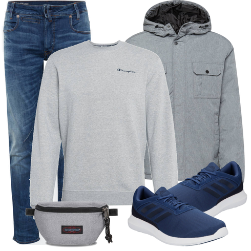 Grau/Blau Hoodie Sweatshirt Champion Authentic Athletic Apparel kombinieren