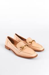 Genuine Leather Metal Buckle Women's Loafer Shoes