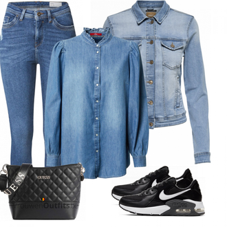 Outfit met blauw Sneaker Nike "Lente outfit"