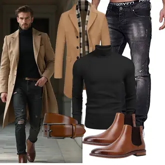 Classic Outfit mit COOFANDY, COOFANDY, DESAI "Business Outfit"Look: Boyfriend, Classic, Coole, Moderne, Chill, Stil, Indoor, Dad, 60er, Techno, Feine, Glanz, Rap, GoGo, Goa