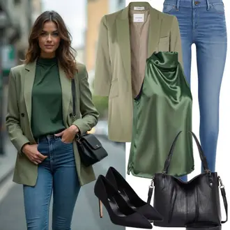 Smart Casual Outfits Sommer mit Bluse Hugo, Blau Leder Schuhe/Push up Jeans/High Waist Jeans/Lederjacke/Knöchelstiefel/Jeans mit Schlitz/Low Waist Jean/Schlupfjeans/Low Rise Jean Only, Schwarz/Braun Bequemer Pump/Hochfrontpump/Pump Niedriger Absatz/Business-Schuh/High Heel Pumps/Eleganter Schuh Högl "Frühlings Outfit"