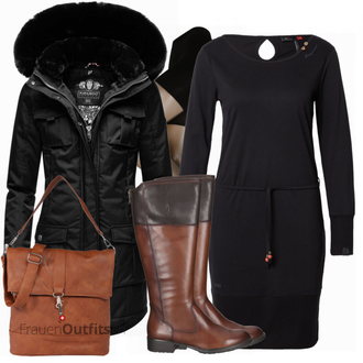 Herbst Outfits mit Schwarz Strumpfhose MAGIC Bodyfashion "Herbstliches Freizeit Outfit"