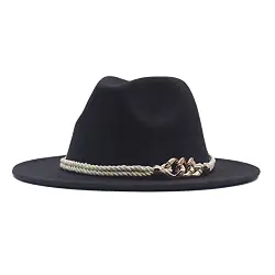 Unbekannt Hat Fedora Classic Wide Belt Floppy Wool Damen Hut Panama Buckle Baseball Caps Mützen Für Eier (Black, One Size)