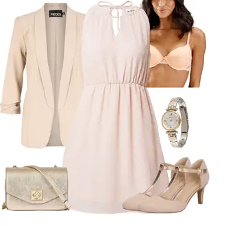 Šifón Outfit s Růžová Šaty Do Áčka/Šaty na Konfirmaci/Letní Šaty/Šaty s výstřihem/Šaty Bez Rukávů About You "Perfektní na léto"