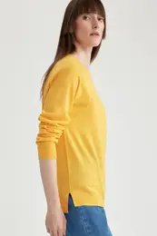 Regular Fit Crew Neck Basic Plain Knitwear Sweater