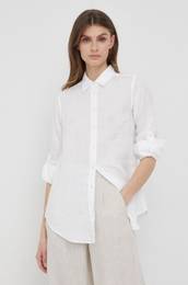 Lanena srajca Lauren Ralph Lauren enska, bela barva,
