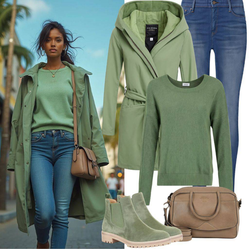 Blau Slim Fit Jeans/ThermoJeans/Jeans mit Schlitz/SchlupfJeans/Leder Schuhe/High Waist Jeans/Winterjacke/Lederjacke/Push up Jeans Noisy may kombinieren mit Dunkelgrün Gefütterte Stiefelette/Gummistiefelette/Lederjacke/Chelsea Boot Legero