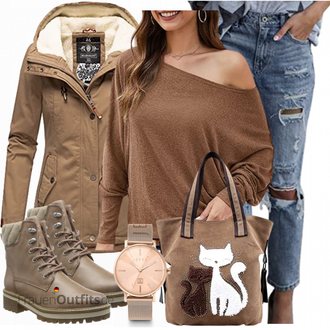 Schicke Outfits Französische mit Braun/Blau/Lila Vintage Jeans/Girlfriend Jeans/Boyfriend Jean/Jeans mit Schlitz/Lederjacken/Jeans mit Loch Aleumdr "Schickes Herbst Outfit"Look: Boyfriend, Mom, Uni, Coole, 90er, Western, Französische