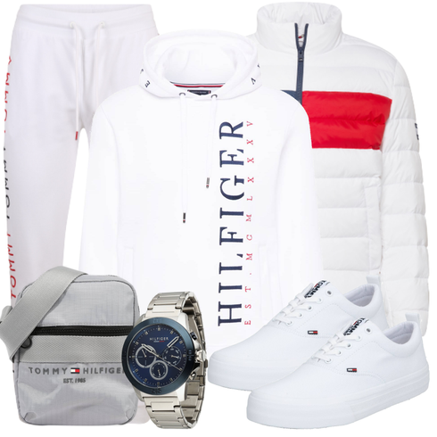Grau/Weiß Schuh Sneaker Tommy Jeans kombinieren