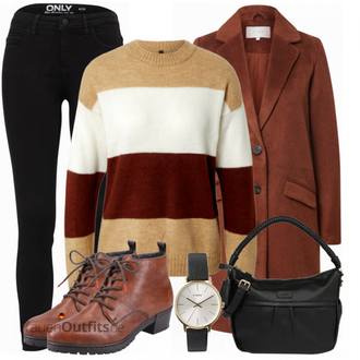 Outfit mit Braun Strick Große DeFacto "Herbst Outfit für den Alltag"