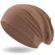 Hatstar Klassische Jersey Slouch Long Beanie Mütze, leicht und weich, Reversible Bicolor für Damen und Herren (Hellbraun)