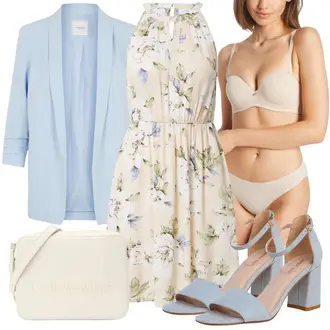 Festival Outfit mit Beige/Weiß/Khaki/Braun Kleid Große Größe/Neckholder Kleid/Bedrucktes Kleid/Sommerkleid Vila "Farbenfrohe Frühlings Outfit"