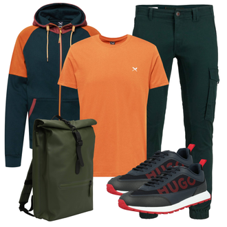 Paisley-Muster Outfit mit Dunkelgrün/Rot/Orange/Mischfarben Partner Hoodie/Vintage Hoodie/Strick Hoodie/Hoodie/Sport Sweatshirt/Ausgefallener Hoodie/Sweatjacke/Sport Hoodie Iriedaily "Alltagsoutfit"