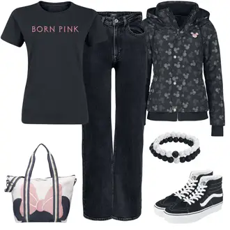 Jeans Outfits Wide Leg Jeans mit Schwarz Jeans Only "Born Pink Alltagslook"