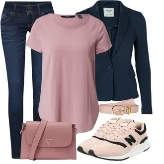 Outfit mit DunkelBlau/HellBlau/Blau Lederjacke/Blazerjacke/Blusenblazer/Boyfriend Blazer/Lässiger Blazer/Baumwoll ­Blazer/Eleganter Blazer/Strick­blazer/Kurzblazer/Sweatblazer/Lederjacke für Männer/Lederjacke VERO MODA "Stilvoller Look für den Frühling"