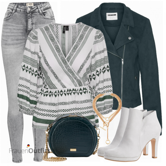 Outfit mit Schwarz Lederjacke Noisy may "Outfit für den Herbst"