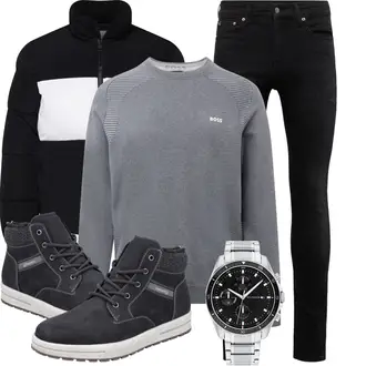 Winter Outfits 80er mit Schwarz/Silber/Gelb/Grün Armbanduhr/Kettenuhr/Smartwatch Tommy Hilfiger "Cooles Winter Outfit"Look: Rap, Metal, Leger, Sportlich, Elegant, Maritim, Seriöse, Classic, Prinzessin, Schön, Vintage, Retro, 80er