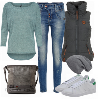 Outfit mit Türkis/Grün/Hellblau 3/4 Bluse/Klassische Tunika/Elegante Tunika/ausgefallene tunika/Festliche Tunika/Lederjacke/Tuniken-Shirt/Shirt & Top Große Größe/Tunika Only "Only Pullover"