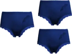 Dames hoge slips 3 pack met kantrandje XXL 44-48 donkerblauw