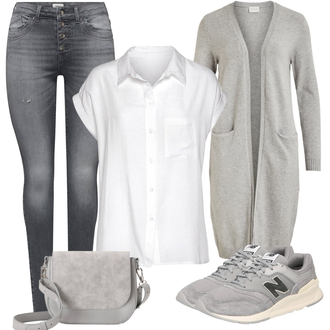 Četvrt rukavi Outfit sa Bijela/Krem Bluza Kratkih Rukava/Slip-on Bluza/Bluza bez rukava/Bluza s gumbom/Len Blúza/Tunika Majica Lascana "Outfit za svaki dan"