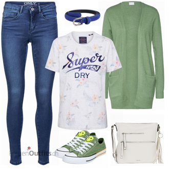 Outfit mit Grau T Shirt Superdry "Sportliches Freizeitoutfit"