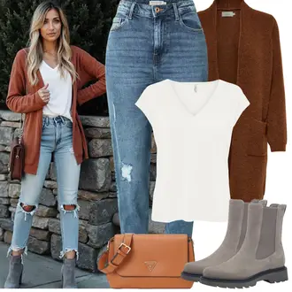 Outfit sa Smeđa/Narandžasta Pletivo Veći Broj Only "Frühlings Outfit"