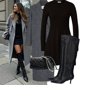 Outfit met zwart Lange Jurk/Lange jurk/Gebreide Jurk starry indigo "Modieuze lente-outfit"