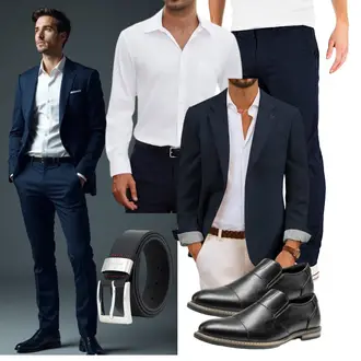 Classic Outfit mit siliteelon, PIERRE CARDIN, PJ PAUL JONES, Bruno Marc "Business Outfit"Look: Boyfriend, Casual, Classic, Elegant, Büro, Rad, Business, Dad, Glanz, Premium, Feine, Metal, Lack, Sportlich, Schön, Italienische, Leger, Stil, Rap