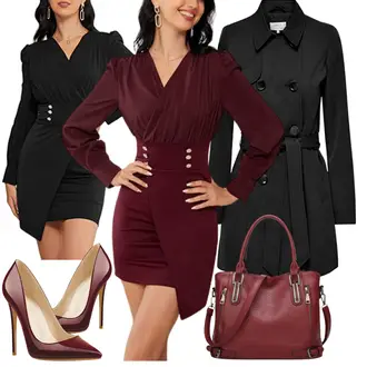 Outfit mit Bordeaux/Braun/Dunkelrot Eleganter Schuh/Bequemer Pump/High Heel/Hochfrontpump Only maker "Elegantes Herbst Outfit"