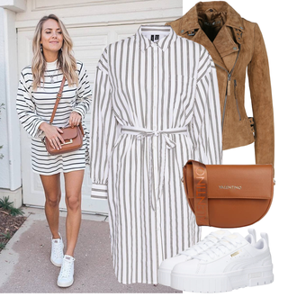 Outfit mit Grau/Weiß Sneaker Low/Plateau-Sneaker Puma "Stilvoller Look für die Freizeit"