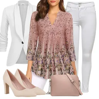 Winter Outfit mit Lila/Fliederfarben/Braun Druckbluse/Tuniken-Shirt/Boho-Bluse/Lederjacke/Gemusterte Bluse/Bluse Oberteil/3/4 Bluse VAFOLY "Modischer Look"