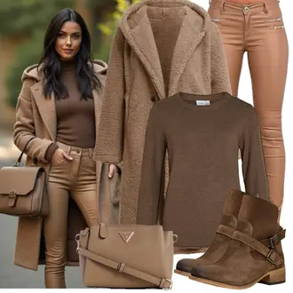 Mit Absatz Outfit mit Braun/Dunkelbraun/Grau Flache Stiefelette/Leder Stiefelette/Western Stiefelette/Biker Boot/CowboyStiefel/Vintage Stiefelette/SommerStiefelette wojas "Modisches Winter Outfit"
