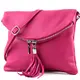 modamoda de - T139 - ital Umhängetasche Klein aus Nappaleder, Farbe:T139 Pink
